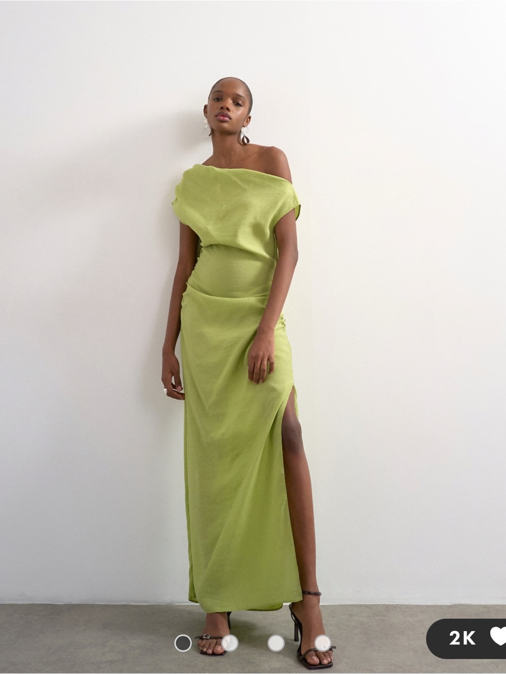 Topshop Green One-Shoulder Maxi Dress with Side Slit Evening Gown Midi